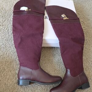 JustFab Women's Over-the-Knee Riding Boots in Burgundy NiB